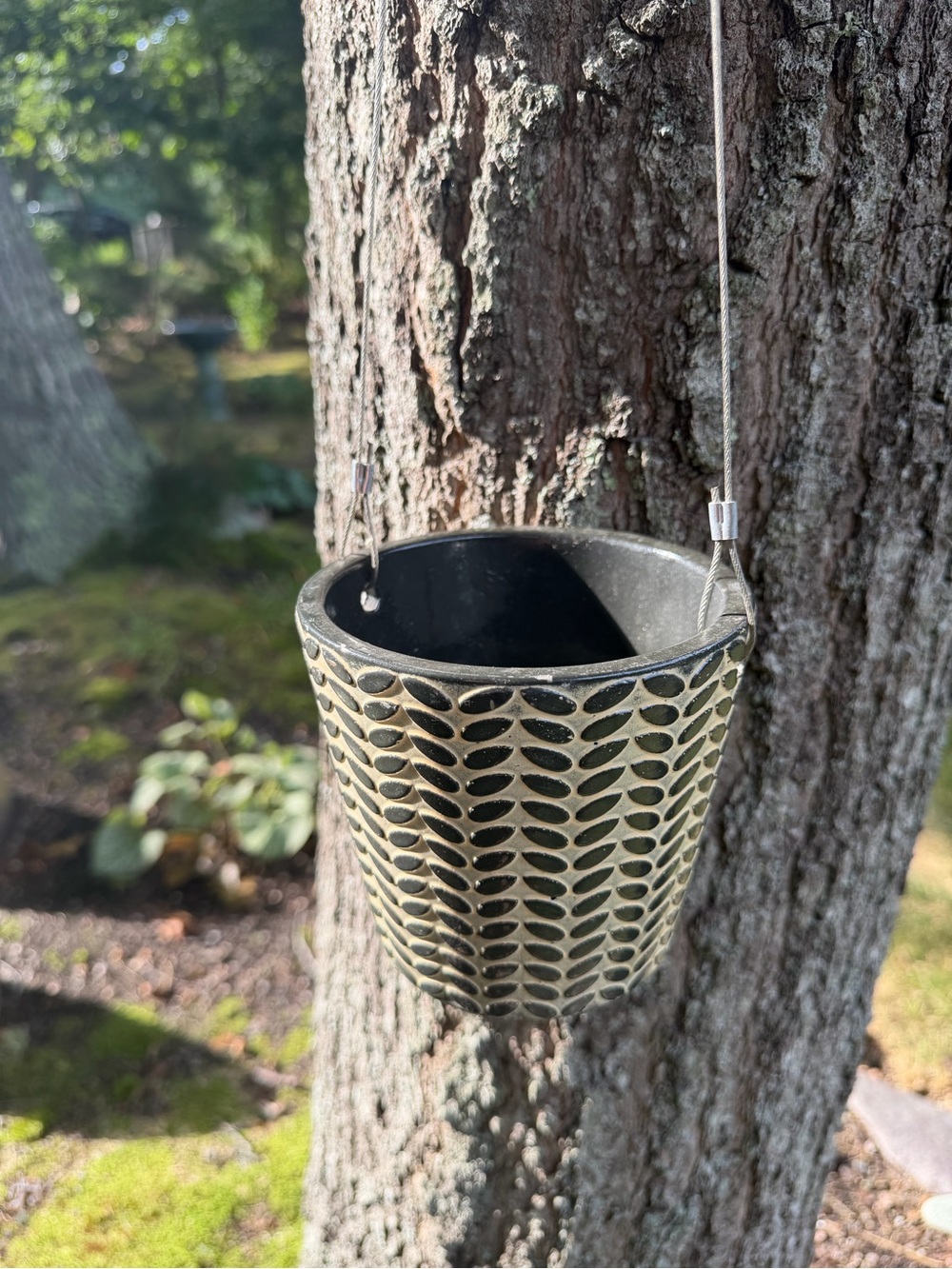 Decorative Hanging Planter - Charcoal and Ivory